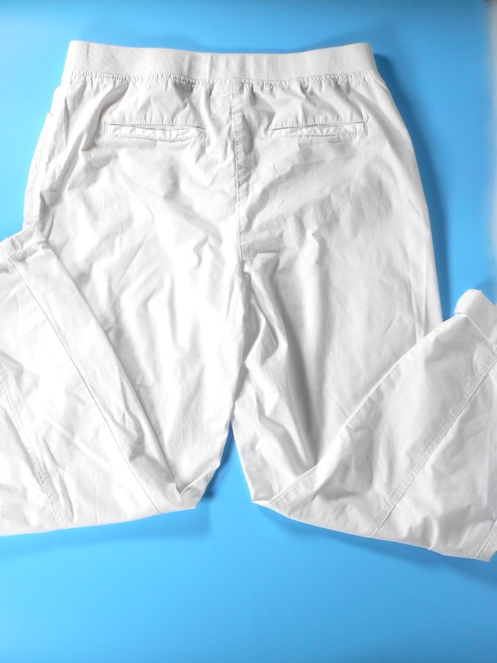 Chicos 1.5 M 10 White Alabaster Cotton Stretch Pant Poplin Cropped Roll-Tab - Picture 10 of 11